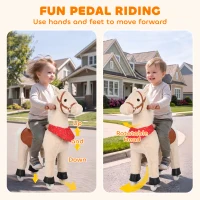 AIYAPLAY Ride on Horse Pedal Ride On Walking Horse Toy Rotatable Head Neighing Sound, Light Brown(m-5)