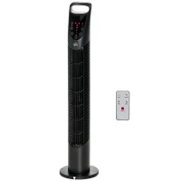 HOMCOM 31 Inch Bladeless Oscillating Tower Fan with 70° Oscillation, Remote Control, 7.5H Timer, 3 Speed 3 Modes, Electric Floor Standing Cooling Fan for Home Bedroom Office, Black(m-10)