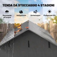 Outsunny Capanno da Giardino 1.1x2 m con Porta Avvolgibile, Tenda Garage per Bici e Moto, Grigio Scuro(m-4)