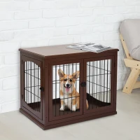 PawHut Hundebox, 2 Eingänge, abschließbar, MDF und Metall, 58,4 x 81,3 x 66 cm, Schwarz(m-10)