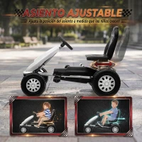 AIYAPLAY Go Kart para Niños de +3 Años con Asiento Ajustable Volante Freno Manual Marco de Aluminio y Acero Carga 30 kg Blanco(m-5)