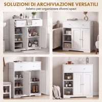 HOMCOM Mobiletto da Bagno da Terra con Cassetto e Anta, Bianco(m-7)