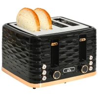 HOMCOM 4-Scheiben-Toaster, wellenförmiges Design, mehrere Funktionen, Krümelfach, Schwarz(m-12)