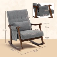 HOMCOM Wood Frame Rocking Accent Chair - Grey(m-3)