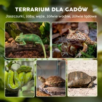 PawHut Terrarium dla gadów szklane terrarium dla jaszczurek i płazów vivarium wodoodporny spód zamek 50x30x35 cm czarne(m-4)