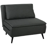 HOMCOM Schlafsessel, 3-in-1 Klappbarer Leinen-Schlafsessel mit verstellbarer Rückenlehne, S-Federn, Metallbeinen, Dunkelgrau(m-11)