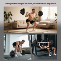 HOMCOM Barra de Pesos 70 kg Ajustáveis com 8 Discos de 1,5kg 5kg 10kg 15kg e 1 Barra para Treino de Força 170x40,5x40,5 cm Preto(m-7)