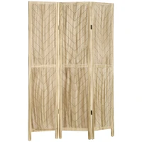 HOMCOM Paravento da Interno Pieghevole a 3 Ante a Spina di Pesce in Legno, 120x1.6x170 cm(m-10)