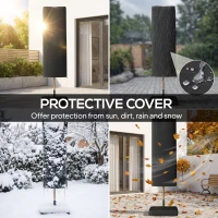 Outsunny Sombrilla Doble de Jardín 4,6x2,6 m con 48 Luces LED Base Incluida Manivela Sacos de Arena Anti-UV Gris Claro(m-9)