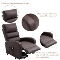 Power Lift Recliner Massage Chair with Heat & Vibration, Heavy Duty Safety Motion, Side Pockets, Remote Control, 73x91x109 cm, Brown(m-5)