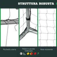 SPORTNOW Porta da Calcio Grigia 180x120x60 cm con Viti e Picchetti inclusi, in PE e Metallo(m-4)