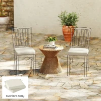 Outsunny Outdoor Chair Seat Cushions Set of 2, Garden Chair Cushions with 7cm Thick Foam & Ties, Cream White(m-10)