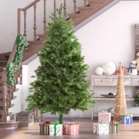 HOMCOM Árbol de Navidad Ø105x210 cm Artificial con 934 Ramas PE Tridente y PVC Individual y Base Plegable Árbol Navideño Decorativo Exteriores Interiores Verde(m-2)