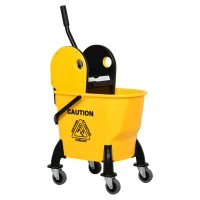 HOMCOM 25L Mop Bucket, with Wringer, Wheels and Handle - Yellow(m-10)