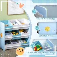 ZONEKIZ 3PCs Kids Bedroom Furniture Set with Bed, Toy Box Bench, Storage Unit with Baskets, Space Themed, for 3-6 Years Old, Blue(m-4)