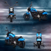 HOMCOM Moto électrique pour enfants 3 km/h 6V avec phare LED 2 roues d'entraînement de 18 à 36 mois avec moteur puissant bleu(m-8)