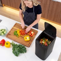 HOMCOM 12L Sensor Bin, Automatic Touchless Motion Sensor Kitchen Bin with Fingerprint Resistant Stainless Steel, Black(m-10)