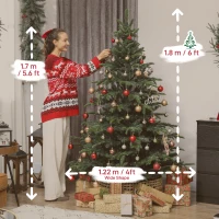 HOMCOM 6ft Artificial Christmas Tree with Realistic Branches, Easy Assembly - Green(m-3)