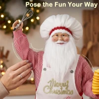 HOMCOM 4ft Singing Cooking Santa Claus, Standing Christmas Animated Santa Figure with Head Moving, Sound/Touch Activated(m-6)