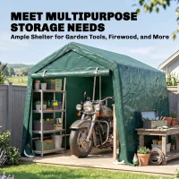 Outsunny 8 x 6.5 ft Outdoor Garden Storage Shed, Waterproof Bike Tent with Double Roll-up Zipper Door for Garden Tools, Green(m-7)