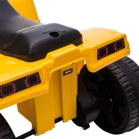 HOMCOM Quad Eléctrico para Niños 18-36 Meses Cuatrimoto Infantil a Batería 6V con Faros Bocina Velocidad 0-3 km/h Avance y Retroceso 65x40x43 cm Amarillo(m-9)