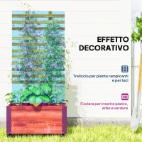 Outsunny Fioriera con Traliccio per Rampicanti e Rotelle, in Legno di Abete, 65x31x147 cm, Marrone(m-4)