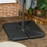 Outsunny Base para Sombrilla de 4 Piezas Rellenable con Arena 72 kg o Agua 56 kg para Jardín Patio Terraza Negro(m-2)