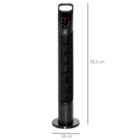 HOMCOM 31 Inch Bladeless Oscillating Tower Fan with 70° Oscillation, Remote Control, 7.5H Timer, 3 Speed 3 Modes, Electric Floor Standing Cooling Fan for Home Bedroom Office, Black(m-3)