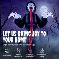 Outsunny 10 FT Halloween Inflatable Skeleton, Scary Halloween Decoration with Built-in LED Lights for Indoor Outdoor Decor(m-4)