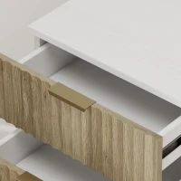 HOMCOM Mueble para Impresora con Ruedas 3 Cajones Barra Ajustable 2 Estantes Abiertos para Documentos Tamaño A4 Blanco y Roble(m-10)
