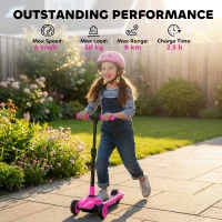 AIYAPLAY Three-Wheel Foldable Electric Scooter for Kids Aged 6-10 Years, Pink(m-7)