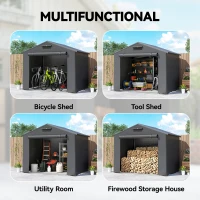 Outsunny 8 x 6 ft Outdoor Garden Storage Shed, Waterproof Bike Tent with Roll-Up Zipper Door(m-7)