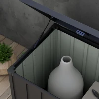 Outsunny Aufbewahrungsbox, Gartentruhe, 450L Stauraum, 2 Räder, Stahlrahmen, 125x61x70 cm, Dunkelgrau(m-9)
