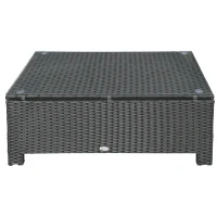 Outsunny Ousunny Tavolino da Esterni in Rattan PE con Piano in Vetro Temperato, 85x50x39cm, Nero(m-11)