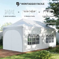 Outsunny Gazebo da Giardino Pieghevole 3x6 m con Pareti Rimovibili e Borsa di Trasporto, Bianco(m-8)