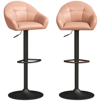 HOMCOM Bar Stools Adjustable Heights Breakfast Bar Stools Backrest Armrests Set of 2, Brown(m-15)
