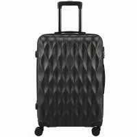 HOMCOM 77cm 98L Suitcase, Lightweight ABS Hard Shell Carry On Luggage with TSA Lock, Spinner Wheels, Telescopic Handle, Black(m-15)