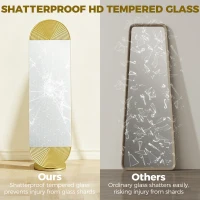 HOMCOM 50 x 161 cm Wavy Full Length Mirror, Free Standing Mirror with Metal Frame and Solid Base, Gold Tone(m-7)