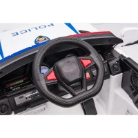 HOMCOM Carro Elétrico Crianças 12V Policial com Bluetooth USB Luz Sirene 110x68x52 cm Brincar Infantil Branco(m-12)