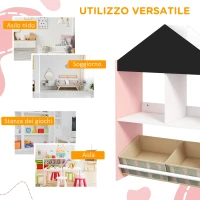 ZONEKIZ Scaffale Portagiochi per Bambini con Ripiani e Cassetti Rimovibili, Rosa(m-6)