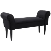 HOMCOM Banc Entrée Bout de Lit Rembourré pour Chambre à Coucher, Tissu à Voile, 102 x 36 x 51 cm, Noir(m-1)
