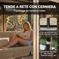 Outsunny Dondolo da Giardino 3 Posti Lettino e Gazebo Design 3 in 1 con Tettuccio, 256x172x248cm, Beige(m-6)