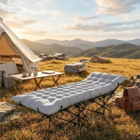 Outsunny Sleeping Mat, Foldable Camping Mattress Pad with Elastic Straps, Light Grey(m-7)