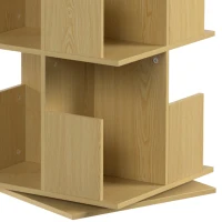 HOMCOM Estante Giratória de 4 Níveis Prateleira de Armazenamento com 16 Compartimentos 39x39x128,3 cm Carvalho(m-10)