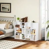 HOMCOM Estantería de Almacenaje con 11 Compartimentos Diseño Vertical u Horizontal para Libros Decoración 74,3x24x106 cm Blanco(m-10)