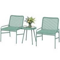 Outsunny Set Bistrò Rattan 3 Pezzi: 2 Sedie, Tavolo Rotondo Giardino, Verde.(m-11)