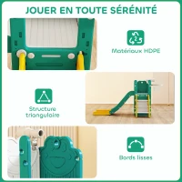 AIYAPLAY Toboggan pour tout-petits 5 en 1 toboggan autoportant pour enfant avec panier de basket, télescope, 178x70x86cm, jaune(m-6)