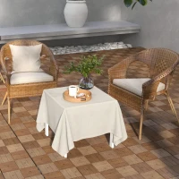 Outsunny 27 Pcs Wooden Interlocking Decking Tiles, 30 x 30 cm Anti-slip Outdoor Flooring Tiles, 0.81㎡ per Pack, All Weather Use for Patio, Balcony, Terrace, Hot Tub, Brown(m-8)