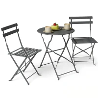 Outsunny Set Bistrò Esterno, Arredo Giardino Pieghevole con Tavolo e 2 Sedie, Nero.(m-11)