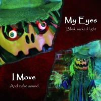 HOMCOM 3'6" Pumpkin Scarecrow Halloween Animatronic, with Glowing Eyes(m-5)